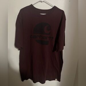 CARHARTT Classic Logo Casual Short Sleeve T Shirt Maroon Black Men's Size L Tall